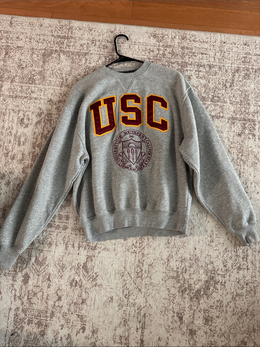 Gear For Sports Grey Crewneck Sweatshirt with Maroon & Gold USC Applique